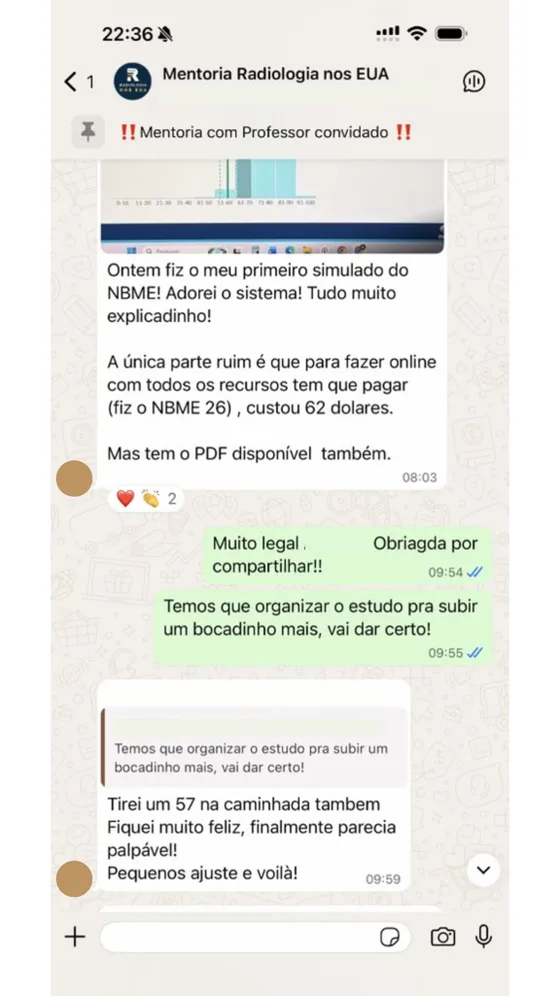 Print de conversa do grupo de mentoria
